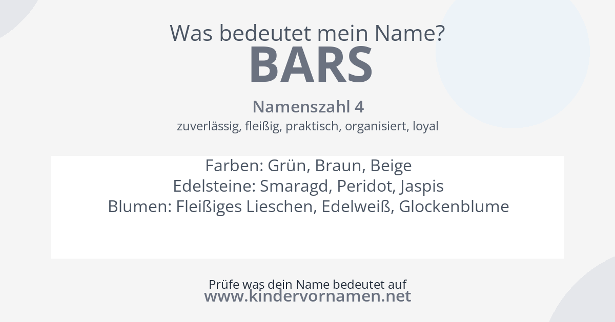 Was bedeutet der Name Bars?