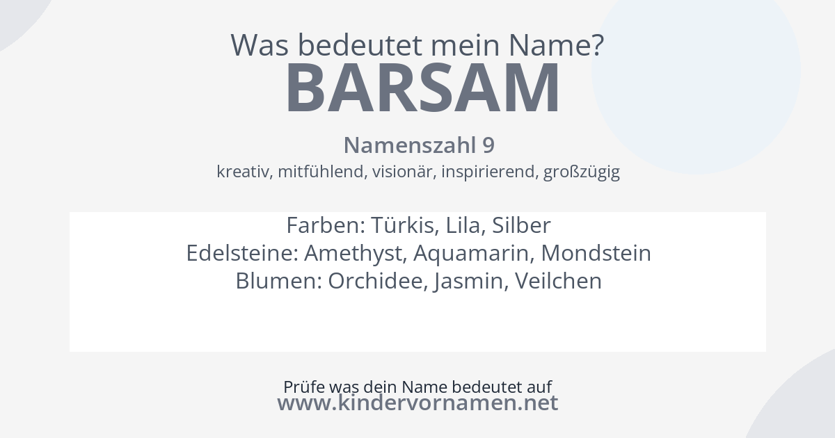 Was bedeutet der Name Barsam?