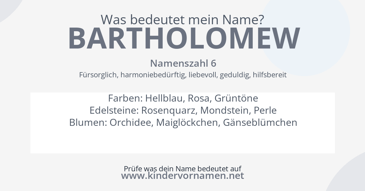 Was bedeutet der Name Bartholomew?