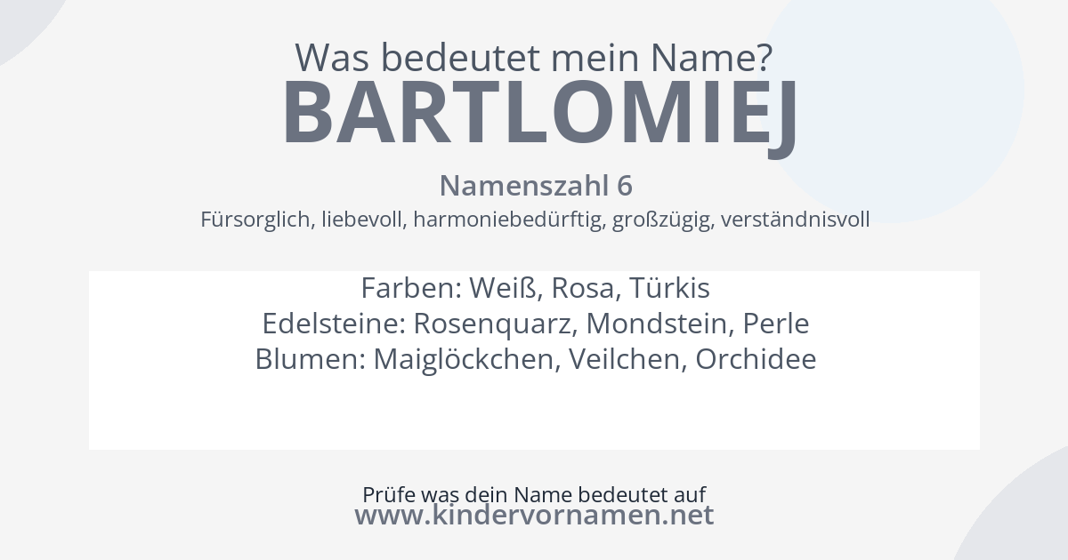 Was bedeutet der Name Bartlomiej?