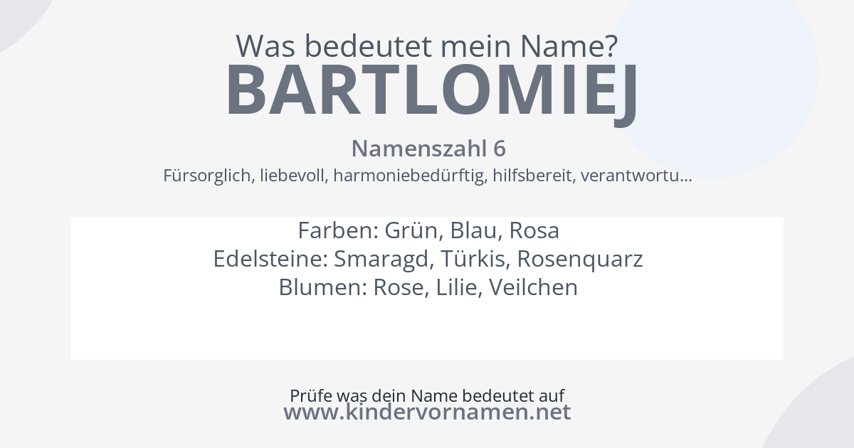 Was bedeutet der Name Bartlomiej?