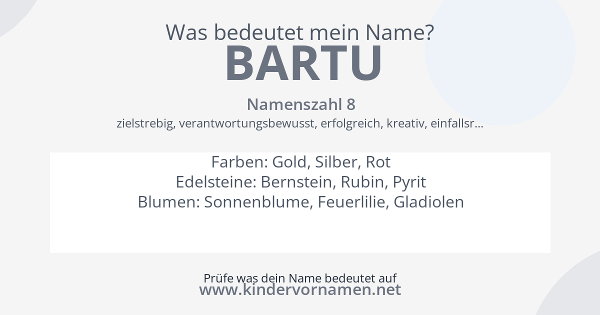 Was bedeutet der Name Bartu?