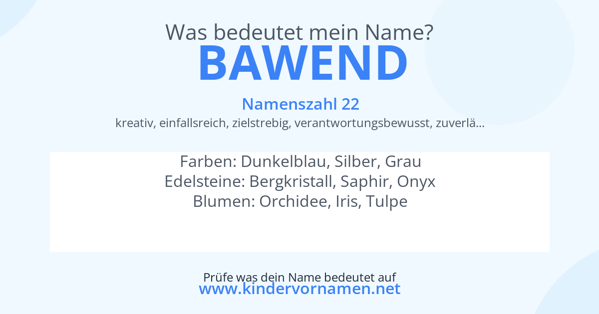 Was bedeutet der Name Bawend?