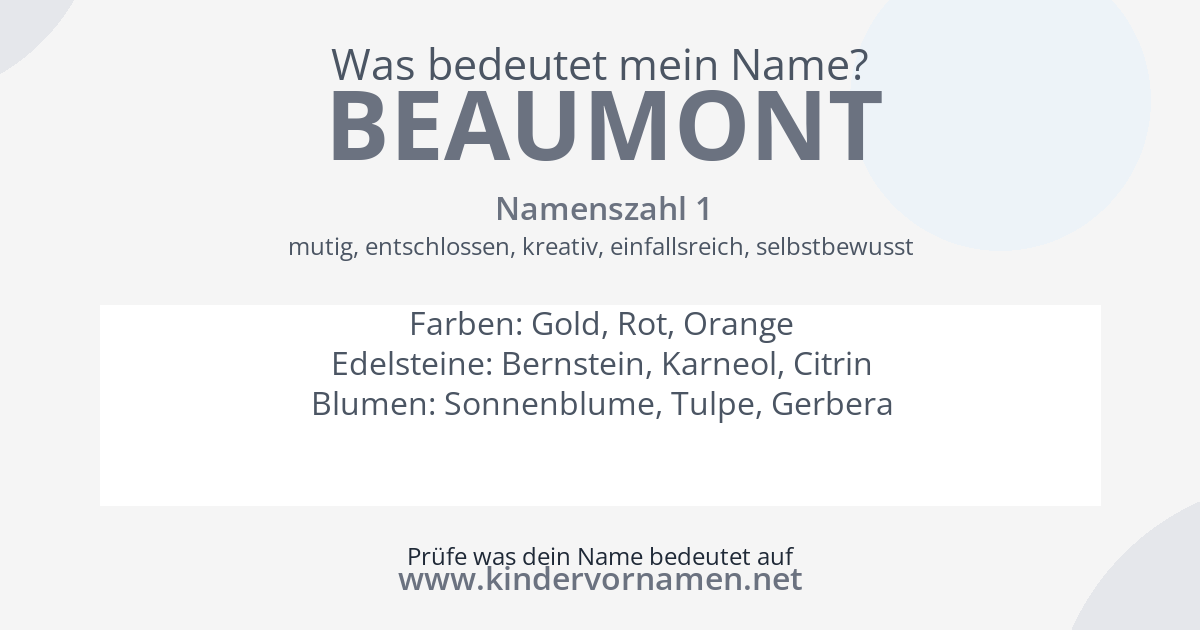 Was bedeutet der Name Beaumont?