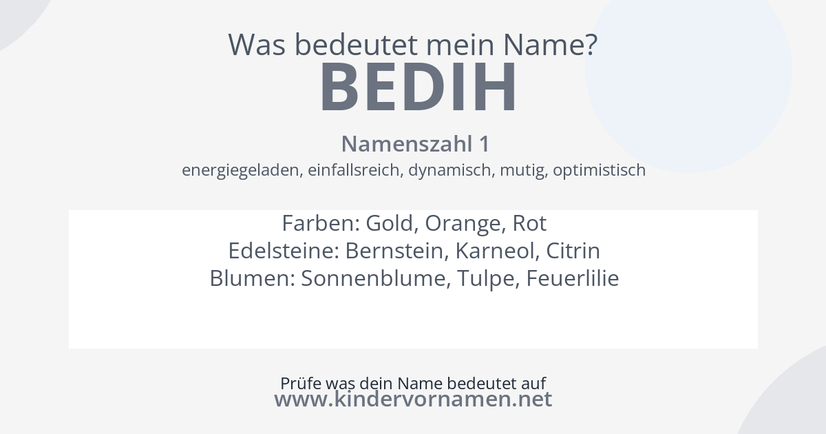 Was bedeutet der Name Bedih?