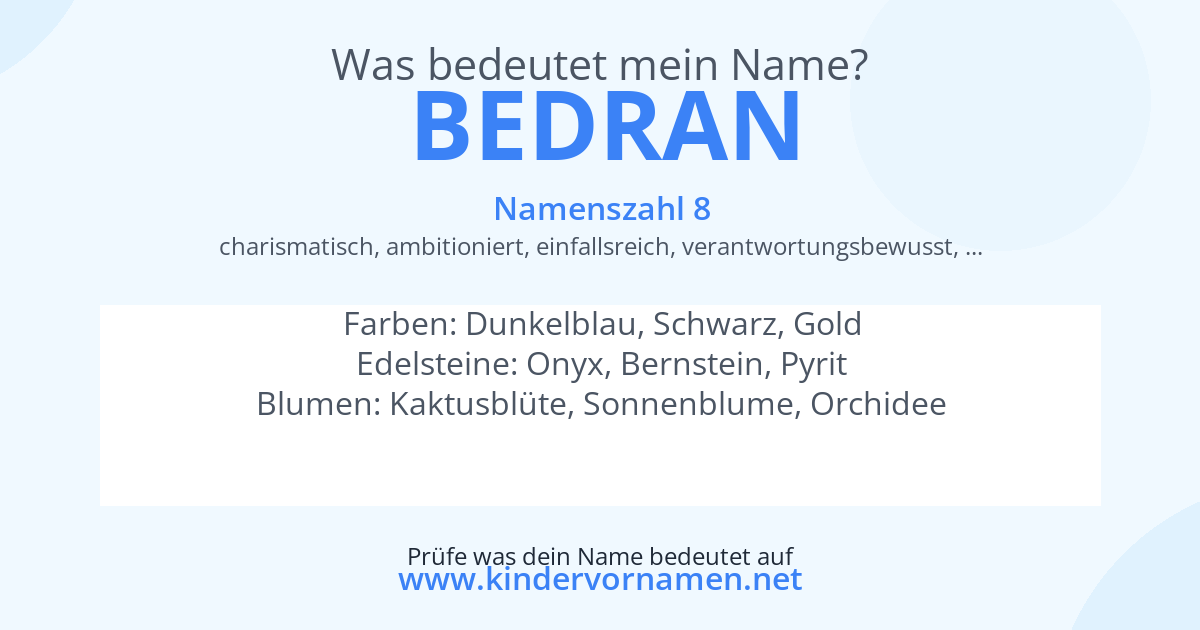 Was bedeutet der Name Bedran?