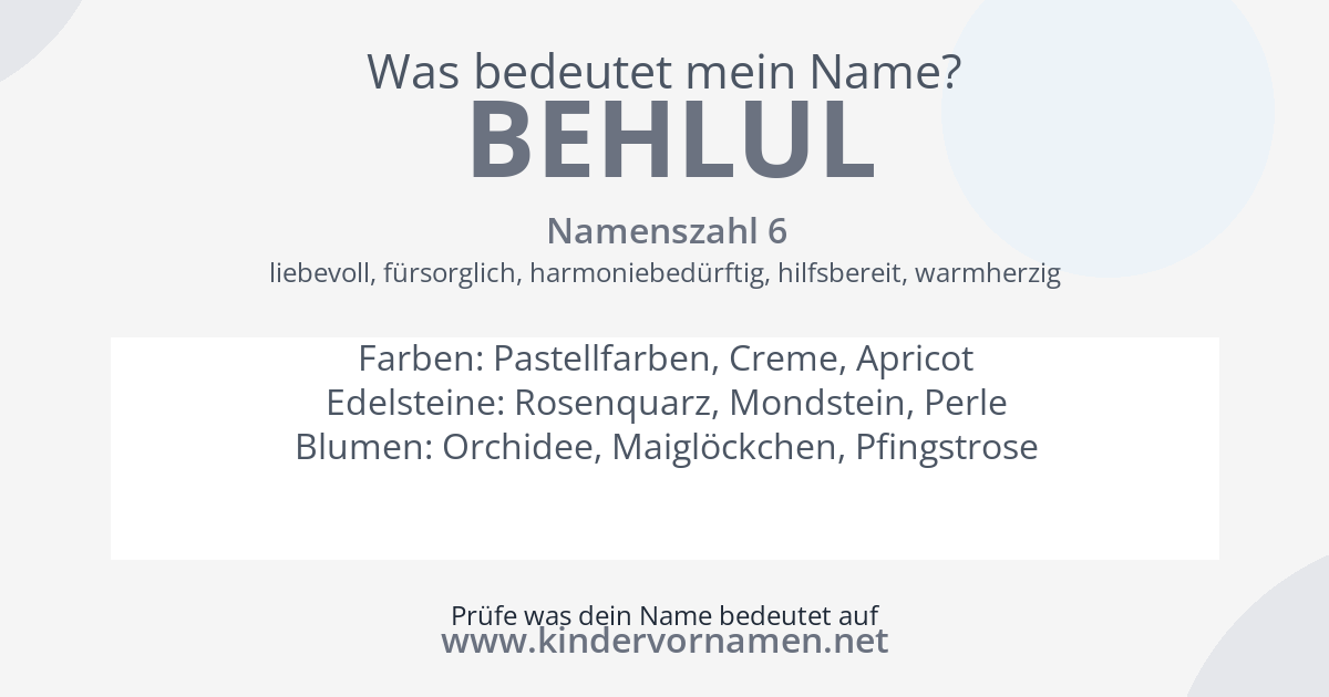 Was bedeutet der Name Behlul?
