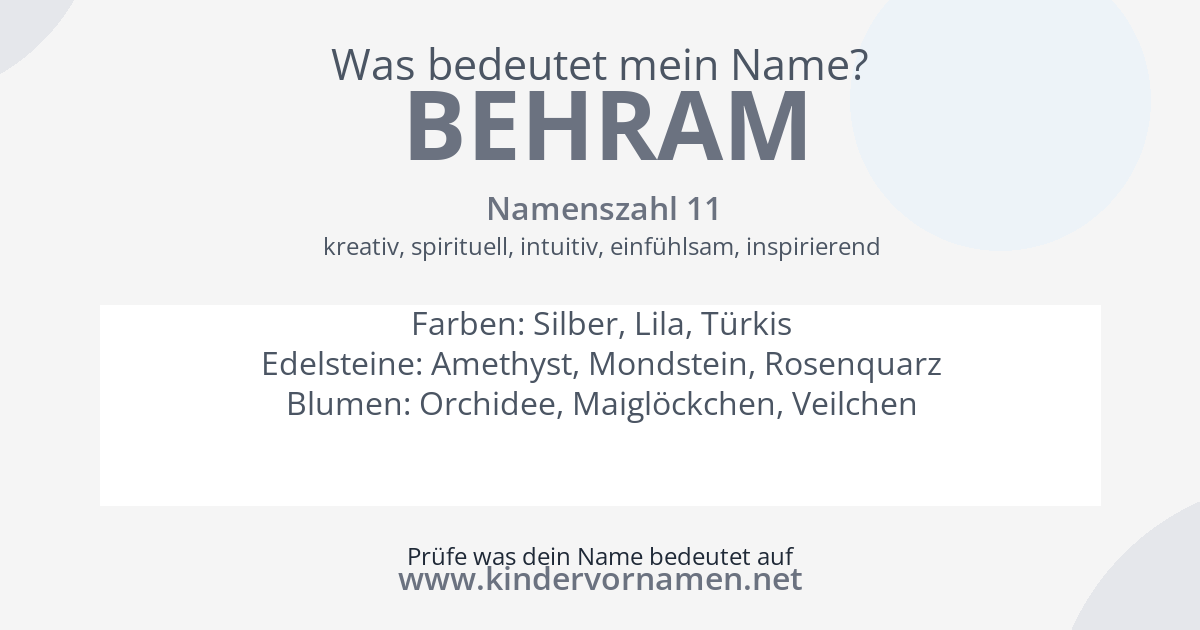 Was bedeutet der Name Behram?