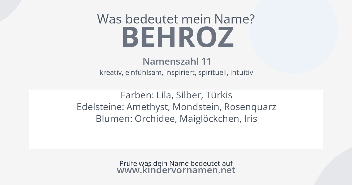 Was bedeutet der Name Behroz?