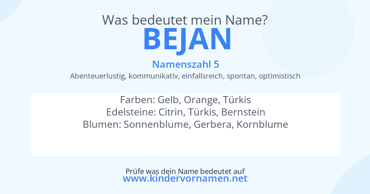 Was bedeutet der Name Bejan?