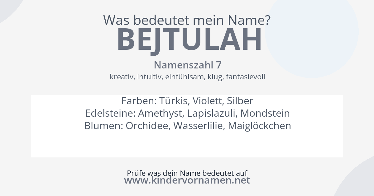 Was bedeutet der Name Bejtulah?