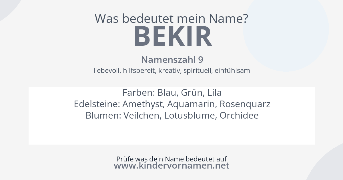 Was bedeutet der Name Bekir?