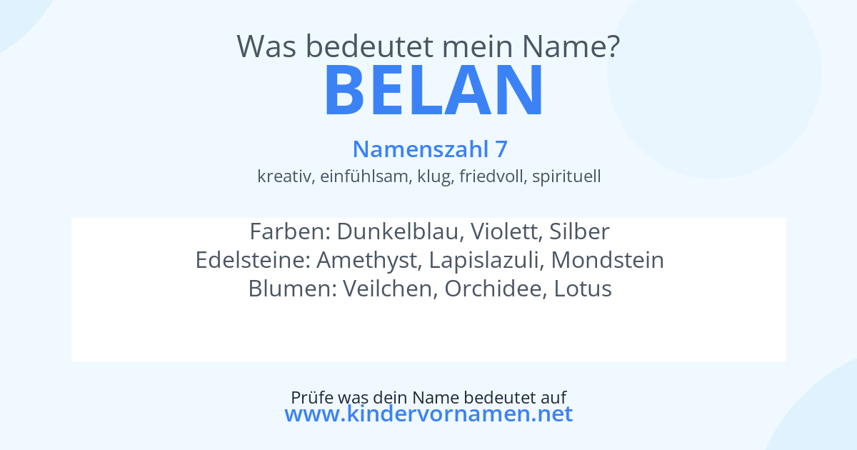 Was bedeutet der Name Belan?