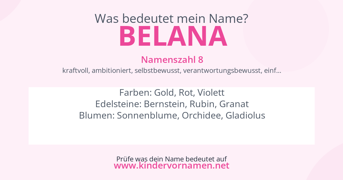 Was bedeutet der Name Belana?