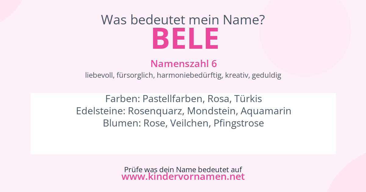 Was bedeutet der Name Bele?