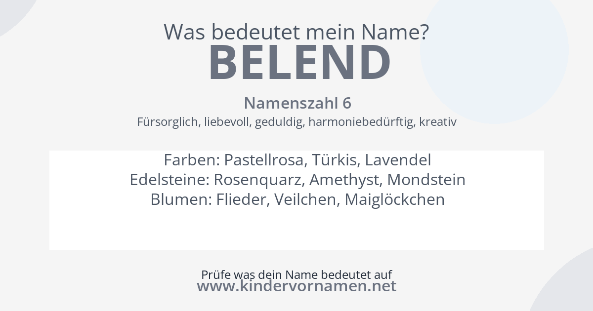 Was bedeutet der Name Belend?