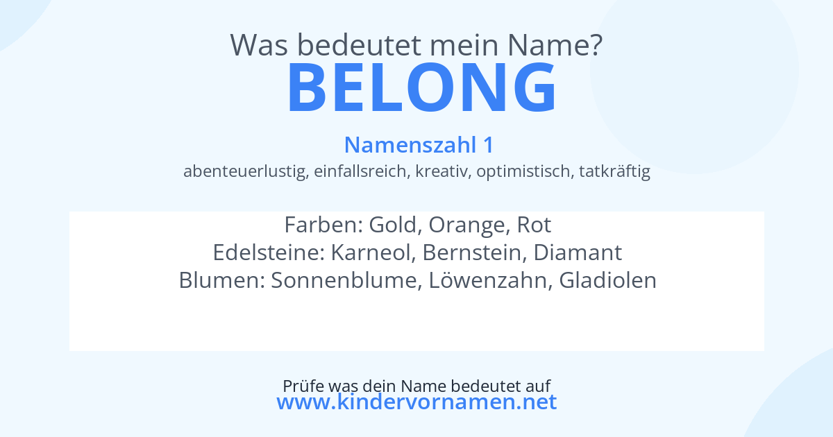 Was bedeutet der Name Belong?