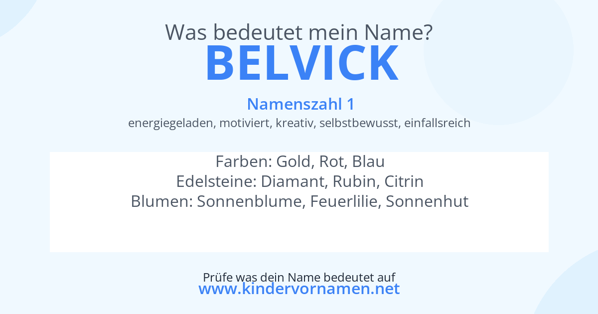 Was bedeutet der Name Belvick?