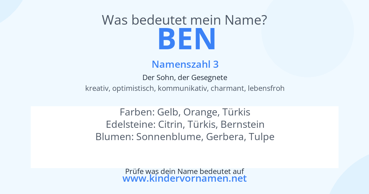 Was bedeutet der Name Ben?
