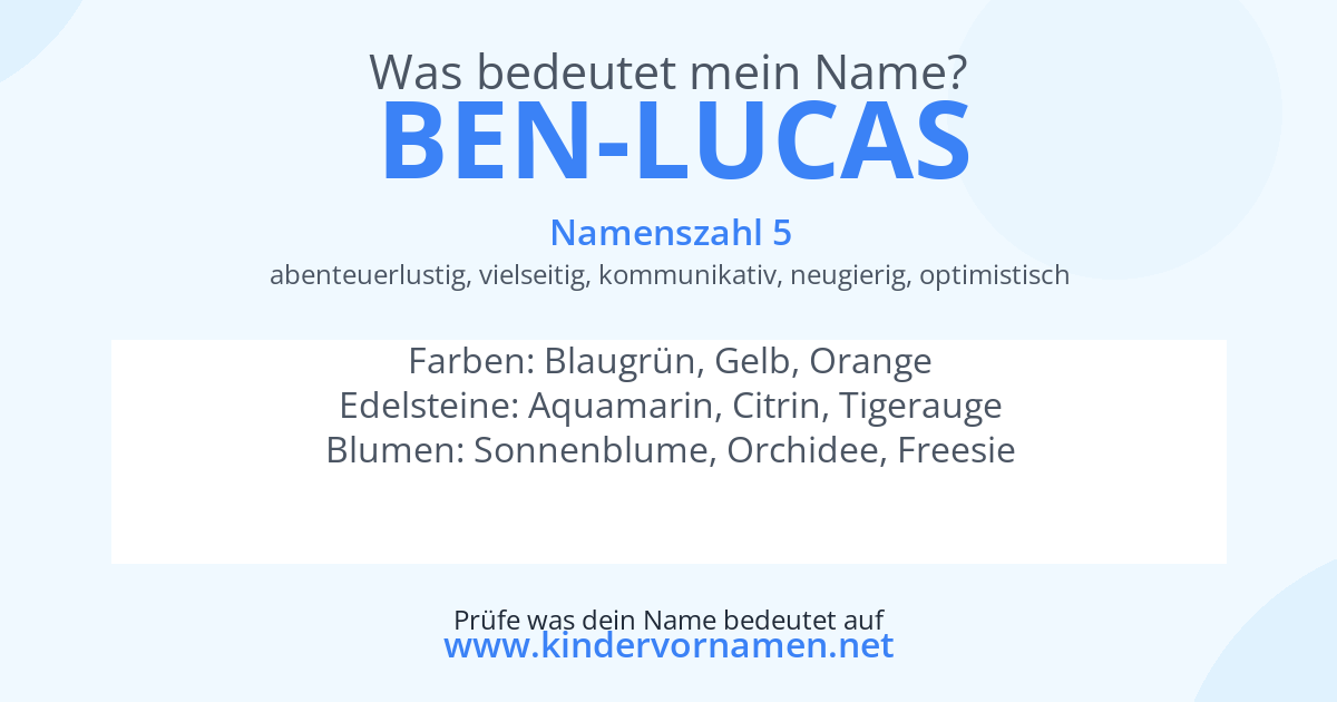 Was bedeutet der Name Ben-Lucas?