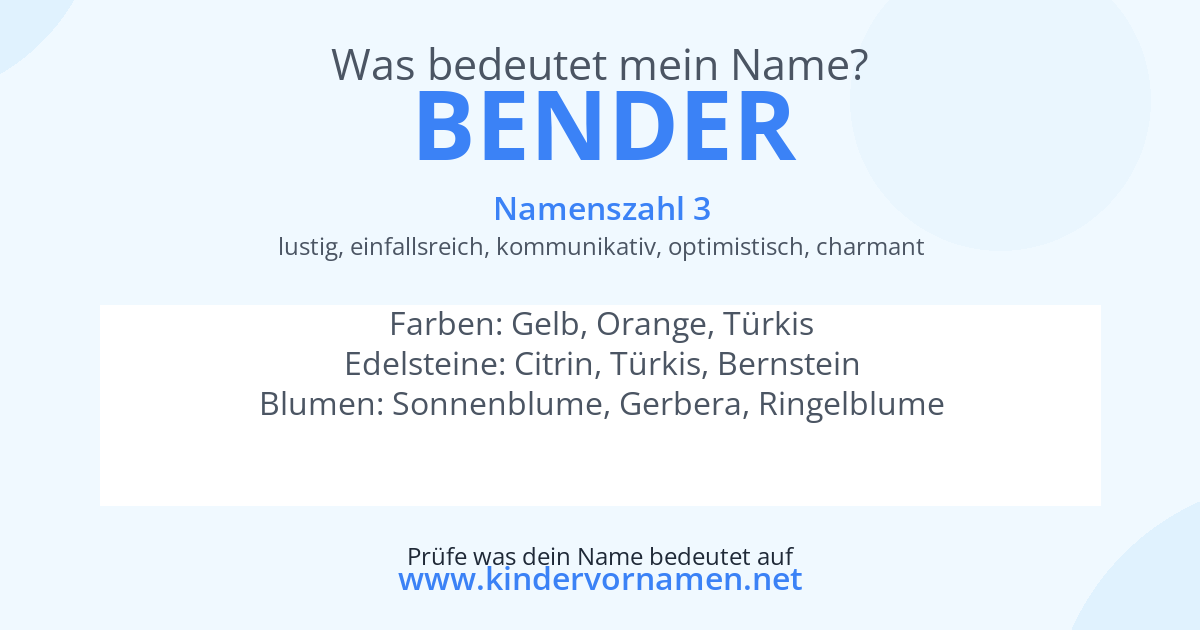 Was bedeutet der Name Bender?