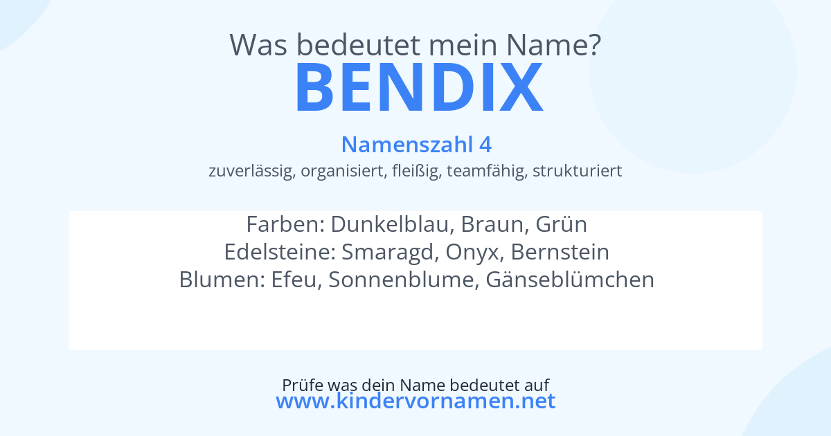 Was bedeutet der Name Bendix?
