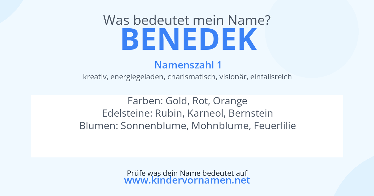 Was bedeutet der Name Benedek?