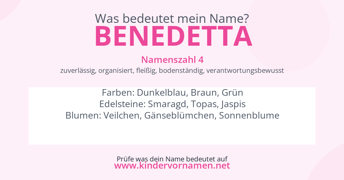 Was bedeutet der Name Benedetta?