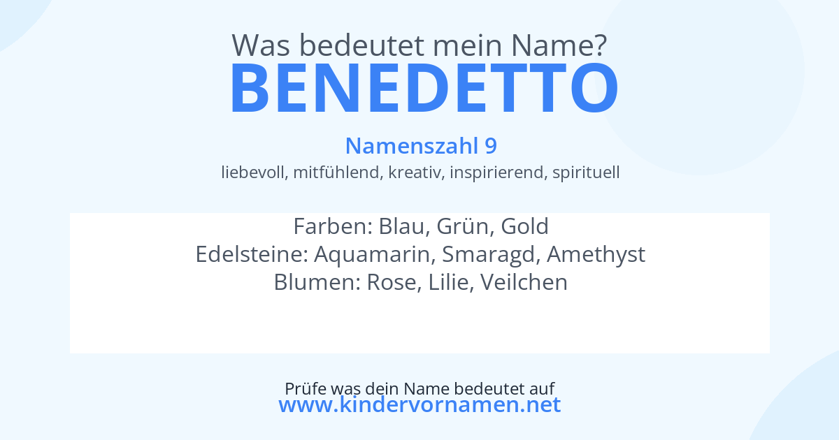 Was bedeutet der Name Benedetto?
