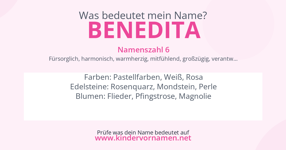 Was bedeutet der Name Benedita?