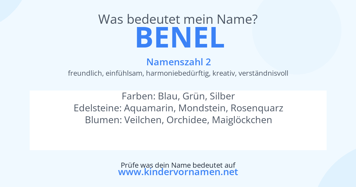 Was bedeutet der Name Benel?