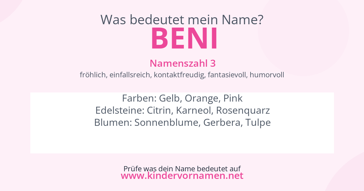 Was bedeutet der Name Beni?