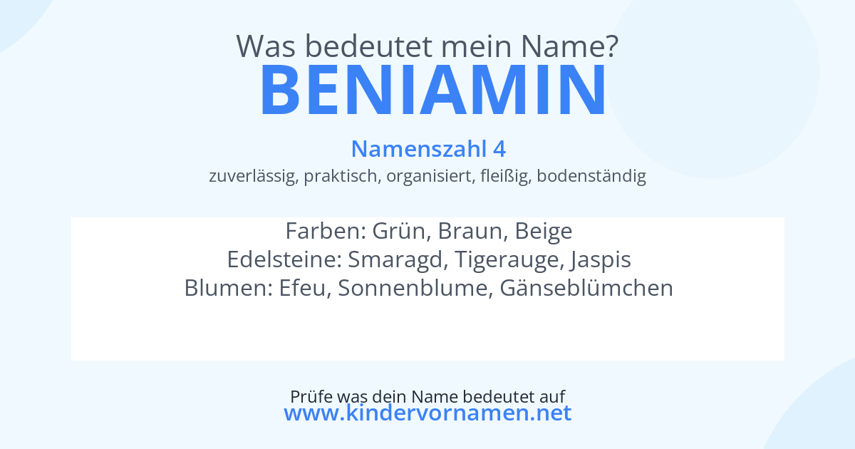 Was bedeutet der Name Beniamin?