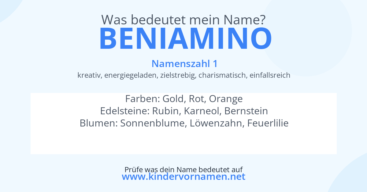 Was bedeutet der Name Beniamino?