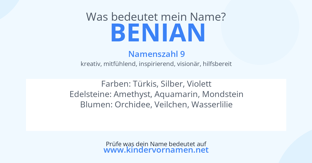 Was bedeutet der Name Benian?