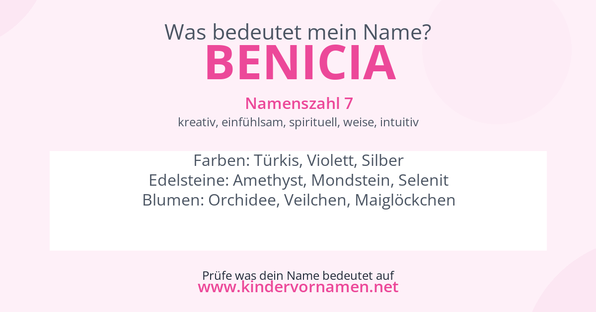 Was bedeutet der Name Benicia?