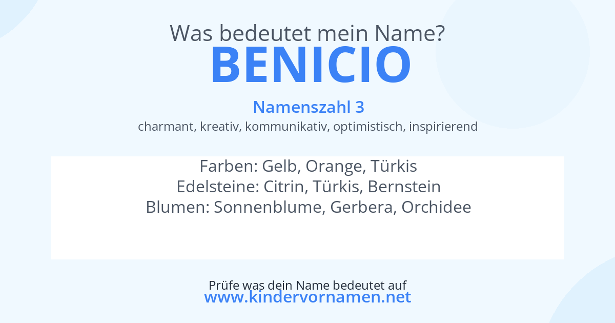 Was bedeutet der Name Benicio?
