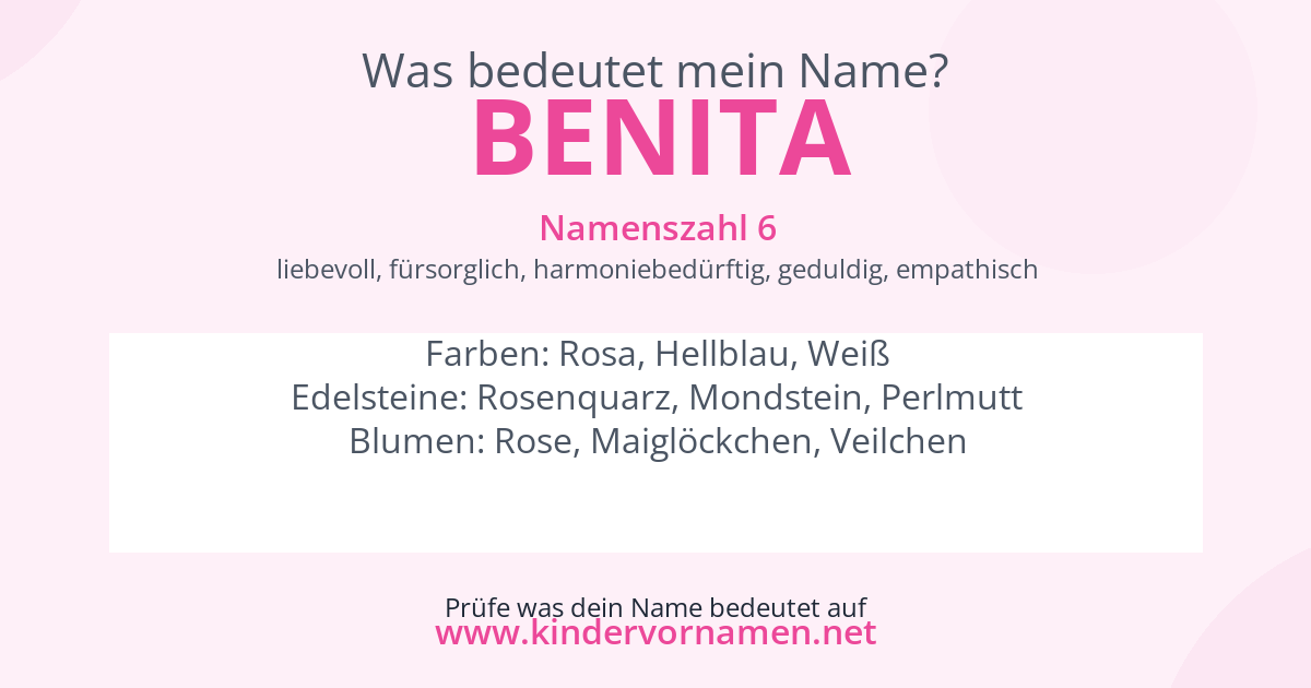 Was bedeutet der Name Benita?