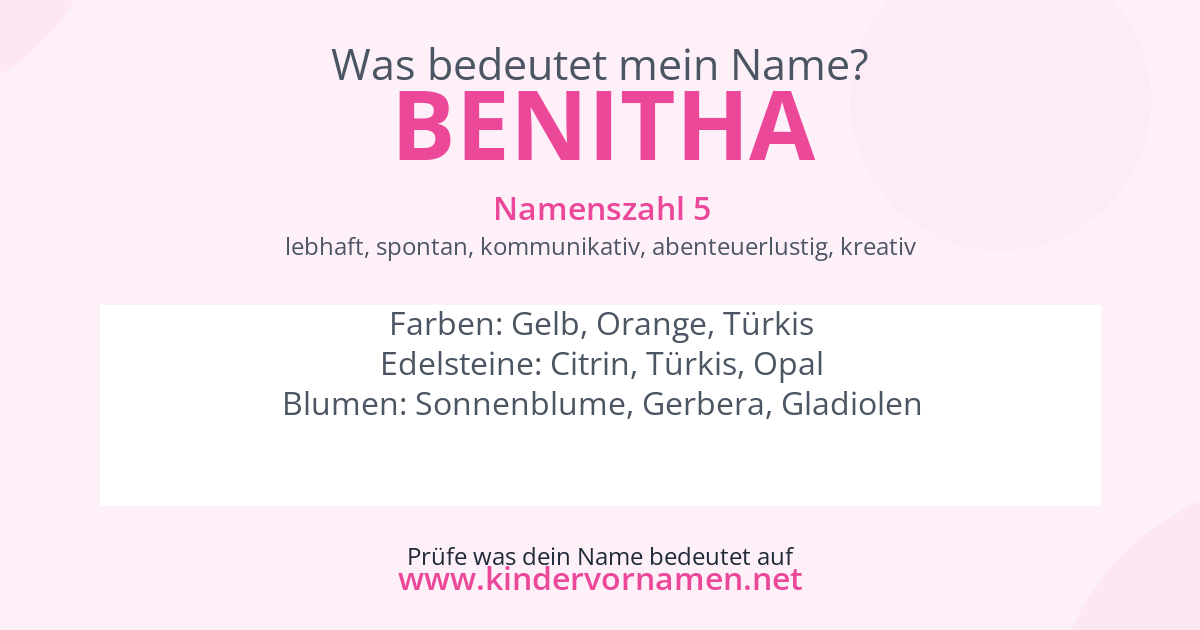Was bedeutet der Name Benitha?