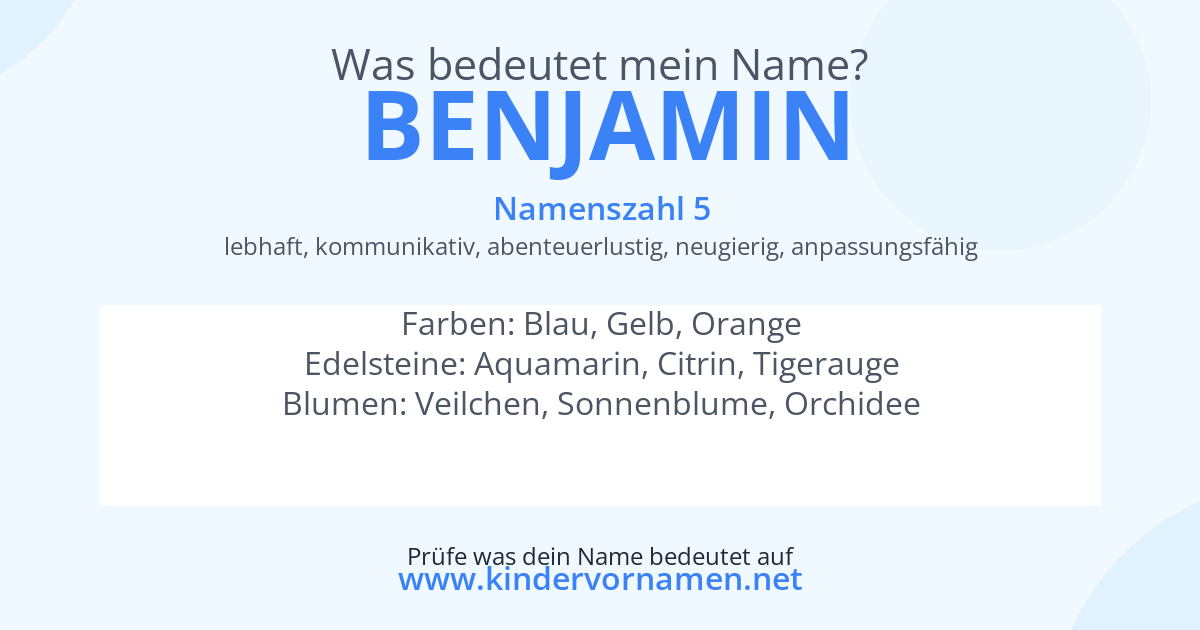 Was bedeutet der Name Benjamin?