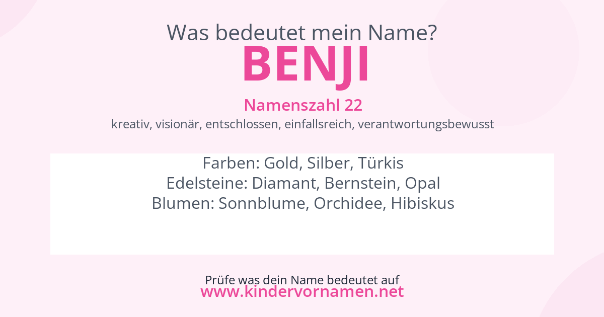 Was bedeutet der Name Benji?
