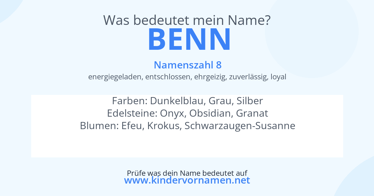 Was bedeutet der Name Benn?