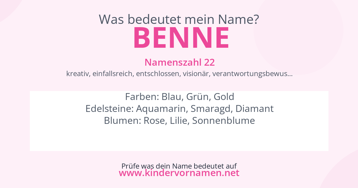 Was bedeutet der Name Benne?