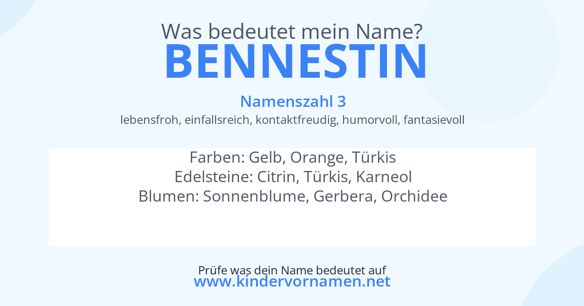 Was bedeutet der Name Bennestin?
