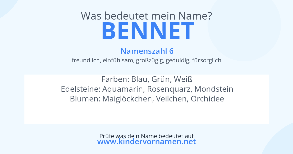 Was bedeutet der Name Bennet?