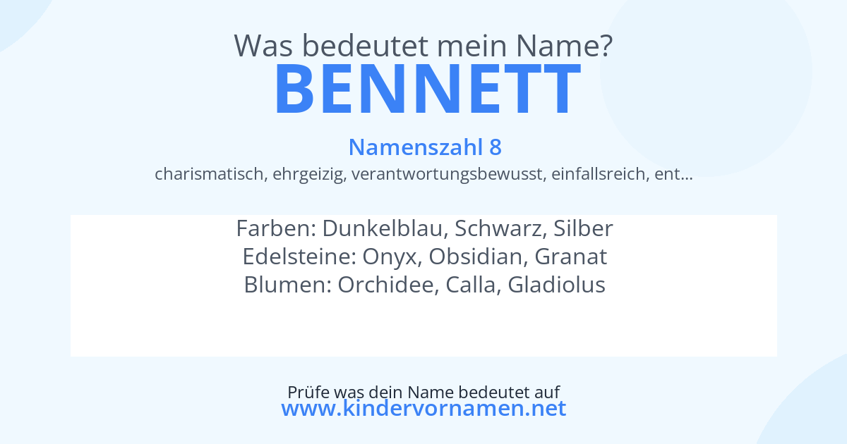 Was bedeutet der Name Bennett?