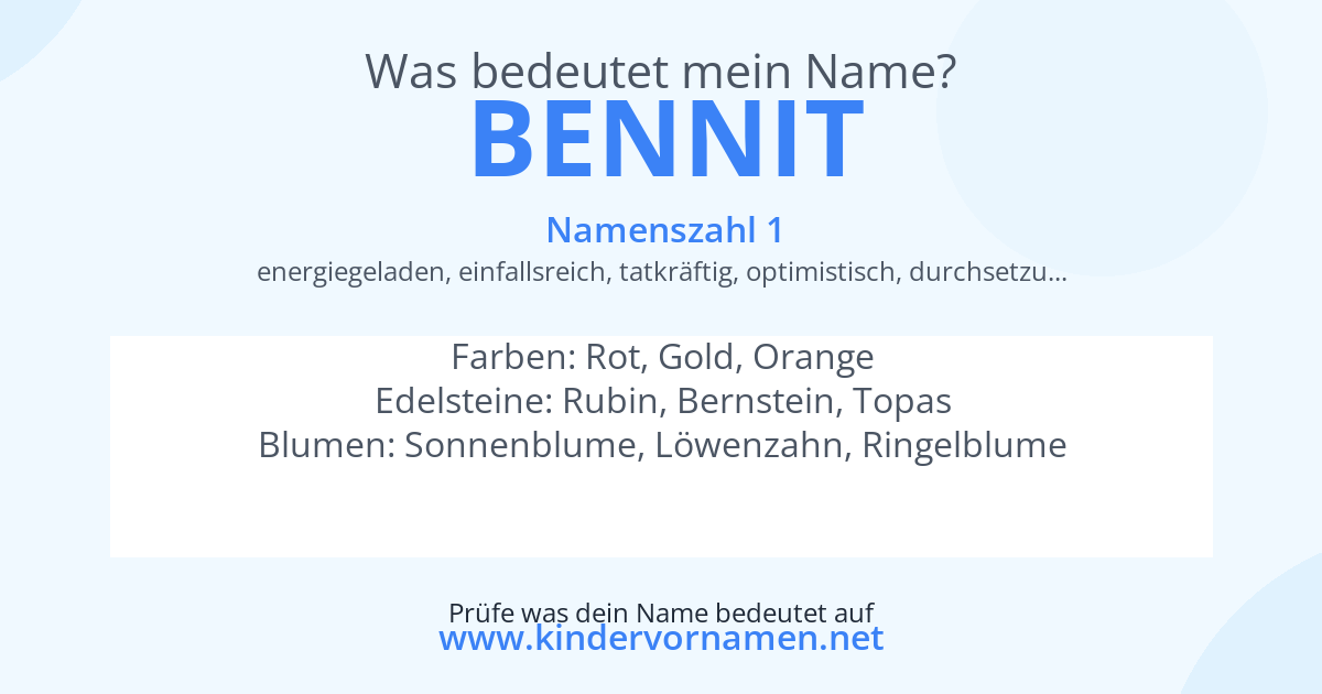 Was bedeutet der Name Bennit?