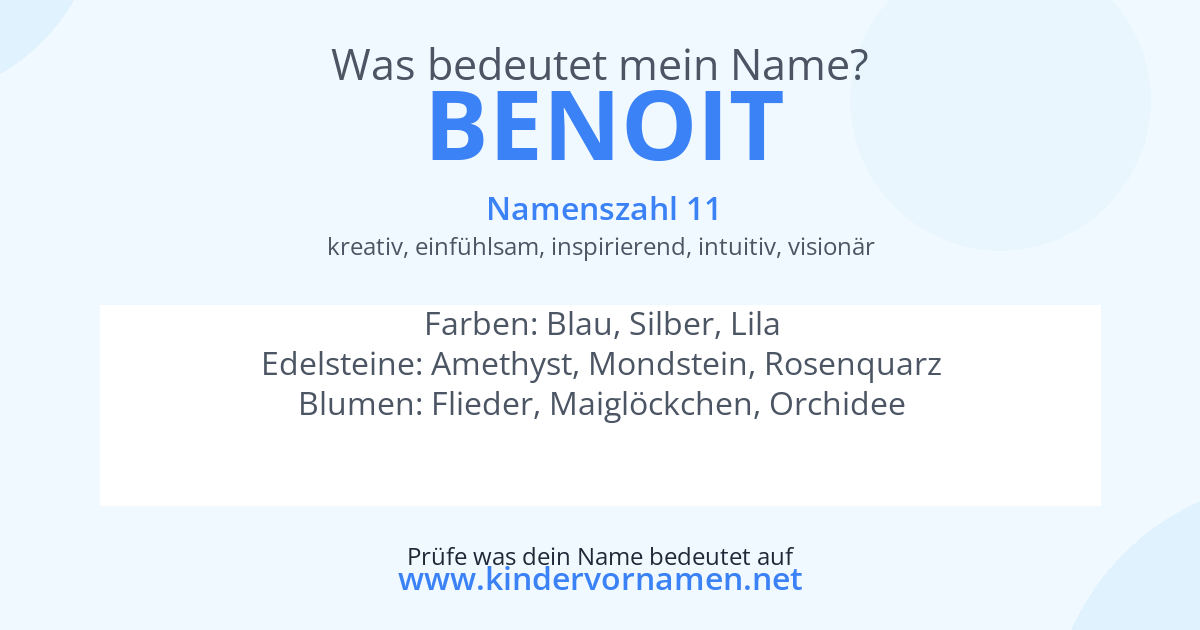 Was bedeutet der Name Benoit?