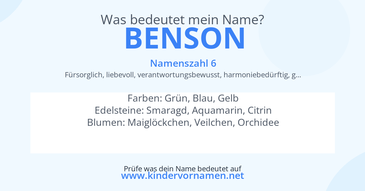 Was bedeutet der Name Benson?