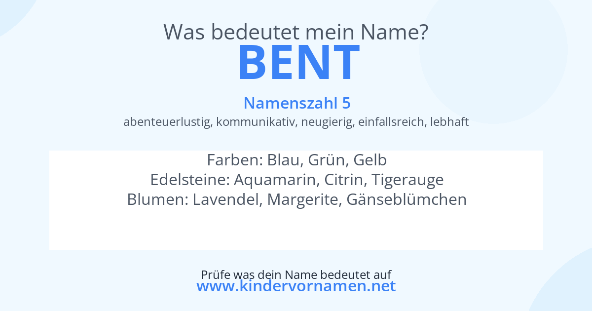 Was bedeutet der Name Bent?